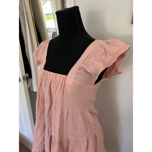 Altar’d State Pinafore style Tiered Rose Dress - Picture 3 of 6